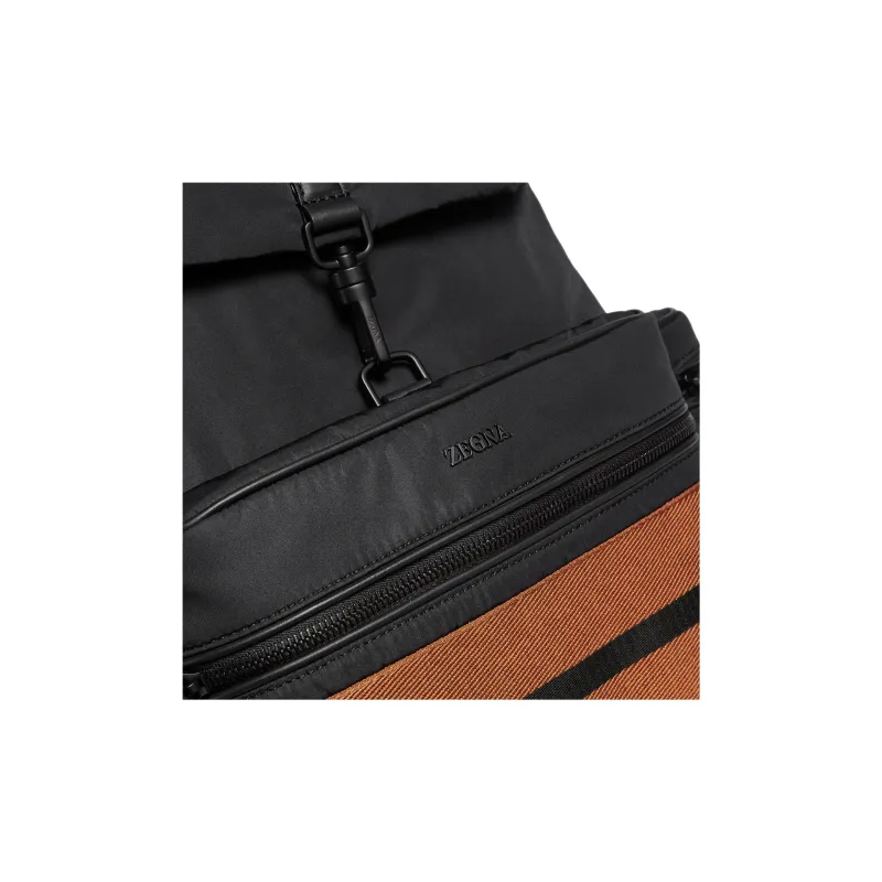 Ermenegildo Zegna Logo Printed Stripe Trim Backpack-3