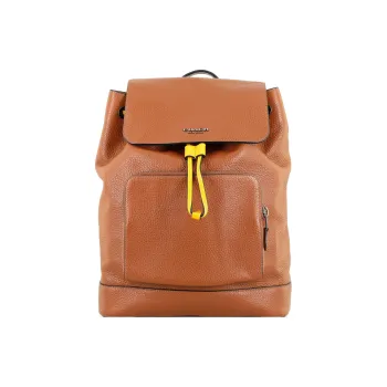 COACH Turner Grained Leather Backpack Large Size Men's Brown-Orange