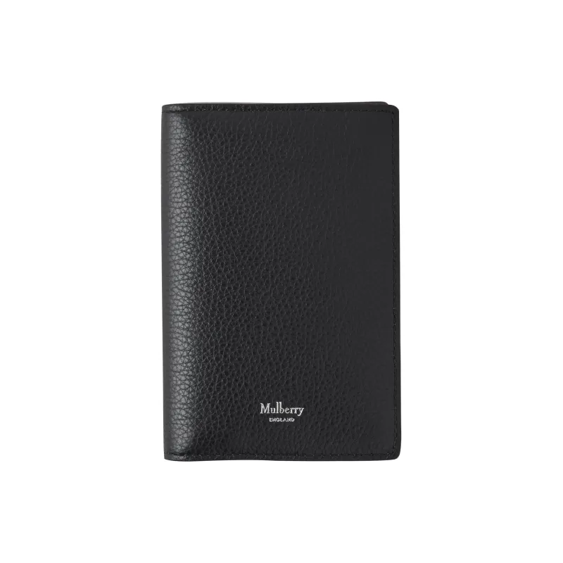 Mulberry Grained Soft Cow Leather Passport Holder Small Size Men's Black-0