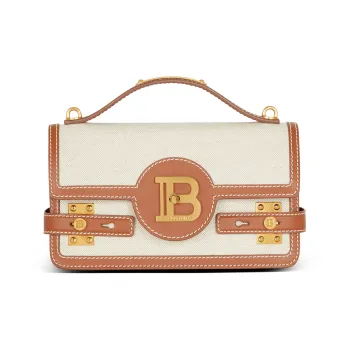 BALMAIN B-BUZZ Canvas With Calfskin Crossbody One Shoulder Handbags Regular Women's Brown