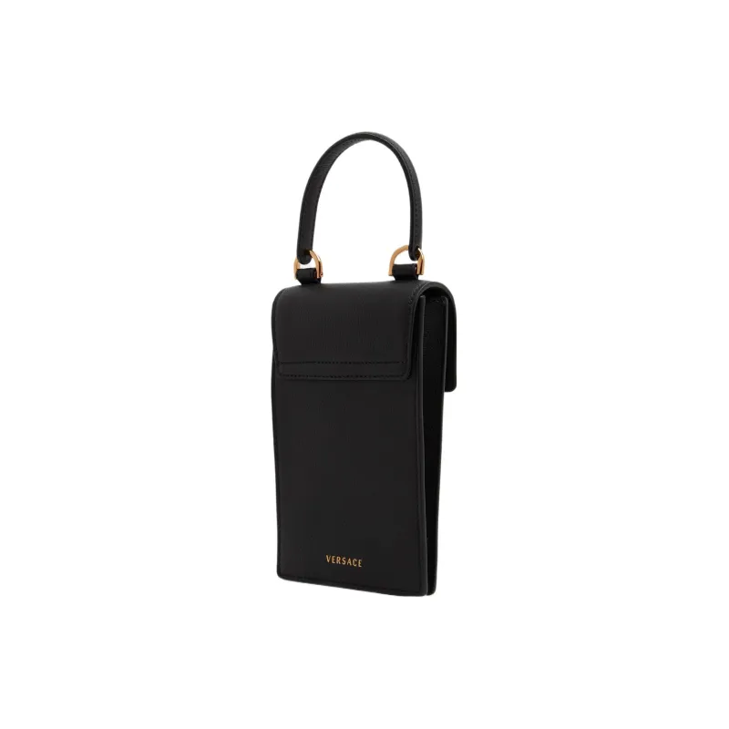 VERSACE La Medusa Leather Portable One Shoulder Crossbody Cell Phone Pouch Regular Women's Black-2