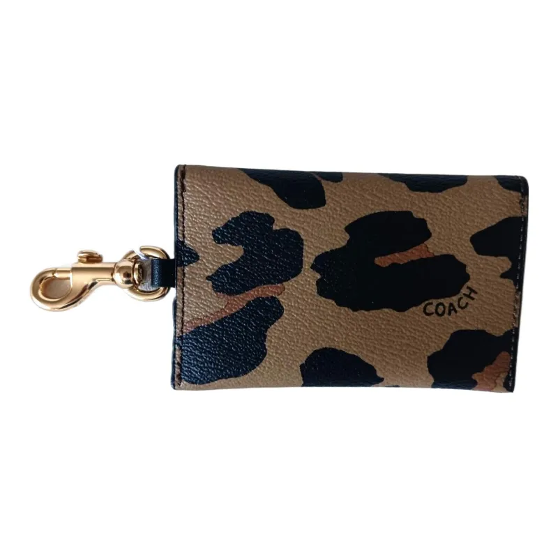 COACH Card Case Coated Canvas With Smooth Leather Business Card Holder Card Case Mini Women's Brown Black-4