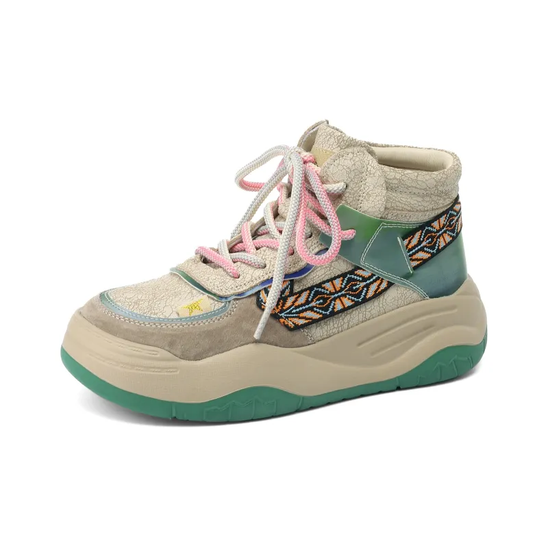 SOBB Cushioning, Slip Resistant, Abrasion Resistant, Waterproof, And Breathable High Top Casual Shoes 5cm Women's-6