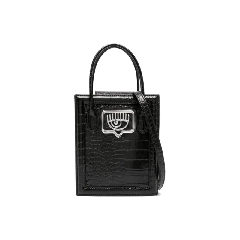 CHIARA FERRAGNI Eyelike Polyester Tote Bag Shopping Bag Shoulder Bag Crossbody Bag Handbag Regular Women's Black-0