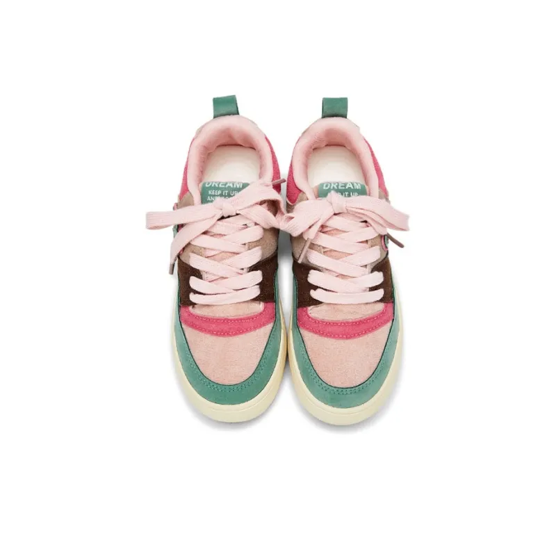 KARLIE KELLER Skateboard Shoes Women's Low Top Green Pink-3
