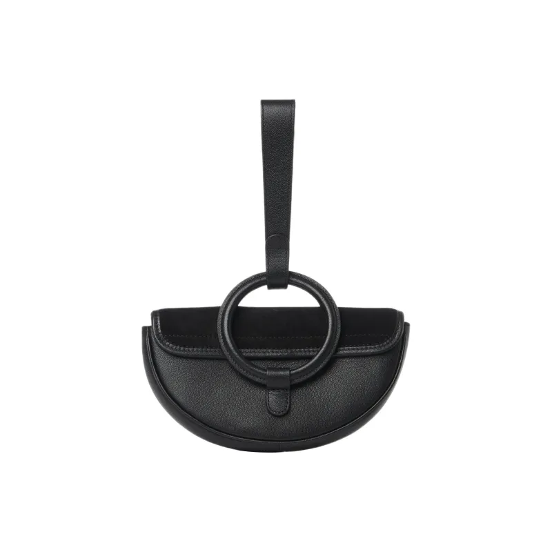 See By Chloe Suede With Fine Grain Cow Leather Crescent Bag Handbag Regular Women's Black-1