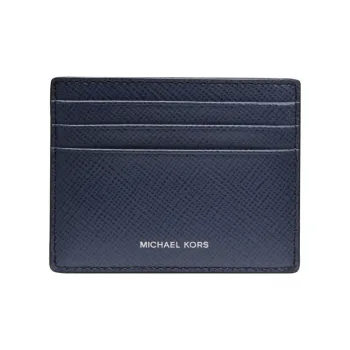 MICHAEL KORS Cross-Stitch Leather Card Clip Card Holder Men's Marine Blue