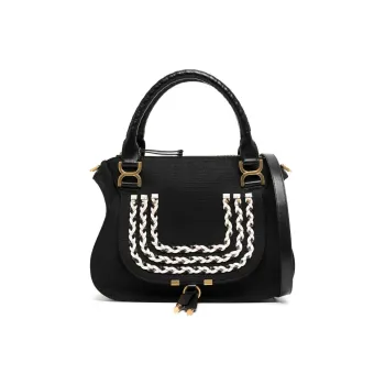 Chloe Marcie Fabric Shoulder Bag Crossbody Bag Handbag Medium Size Women's Raven