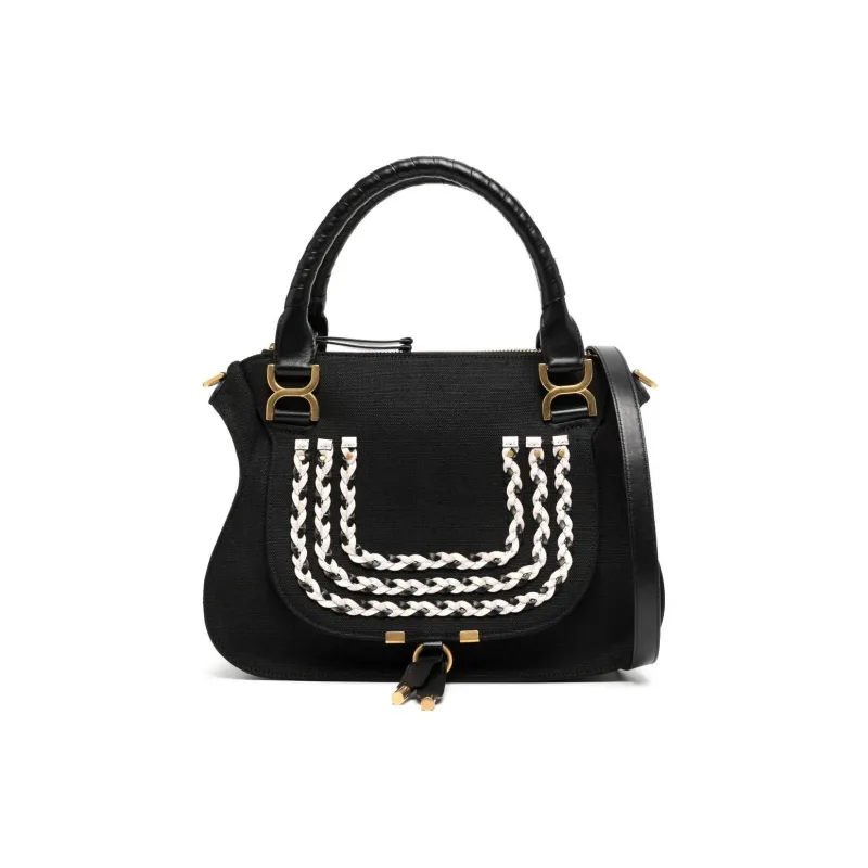 Chloe Marcie Fabric Shoulder Bag Crossbody Bag Handbag Medium Size Women's Raven-0