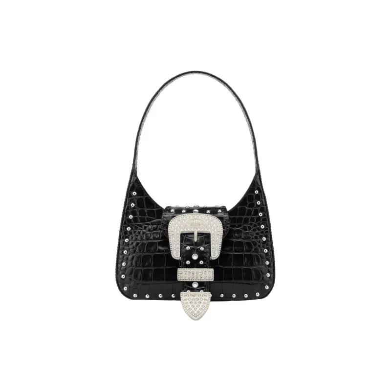 MOSCHINO Calfskin Handbag Shoulder Bag Women's Black-0