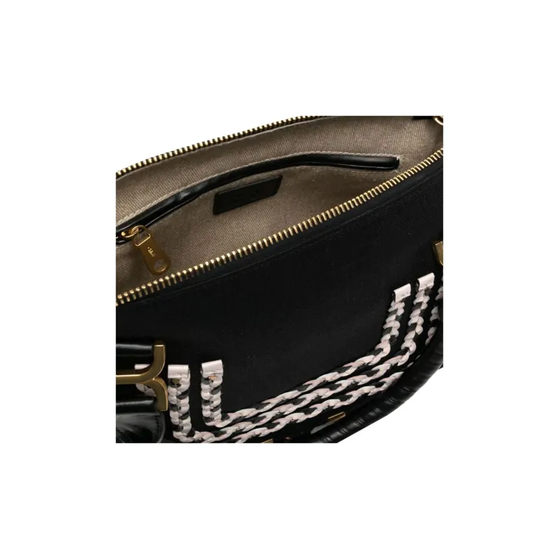 Chloe Marcie Fabric Shoulder Bag Crossbody Bag Handbag Medium Size Women's Raven-3