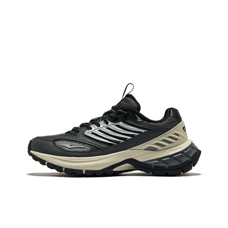 Erke Hongyu Cushioning Wear-Resistant Low-Top Running Shoes Men's Carbon Gray With Black Accents-0