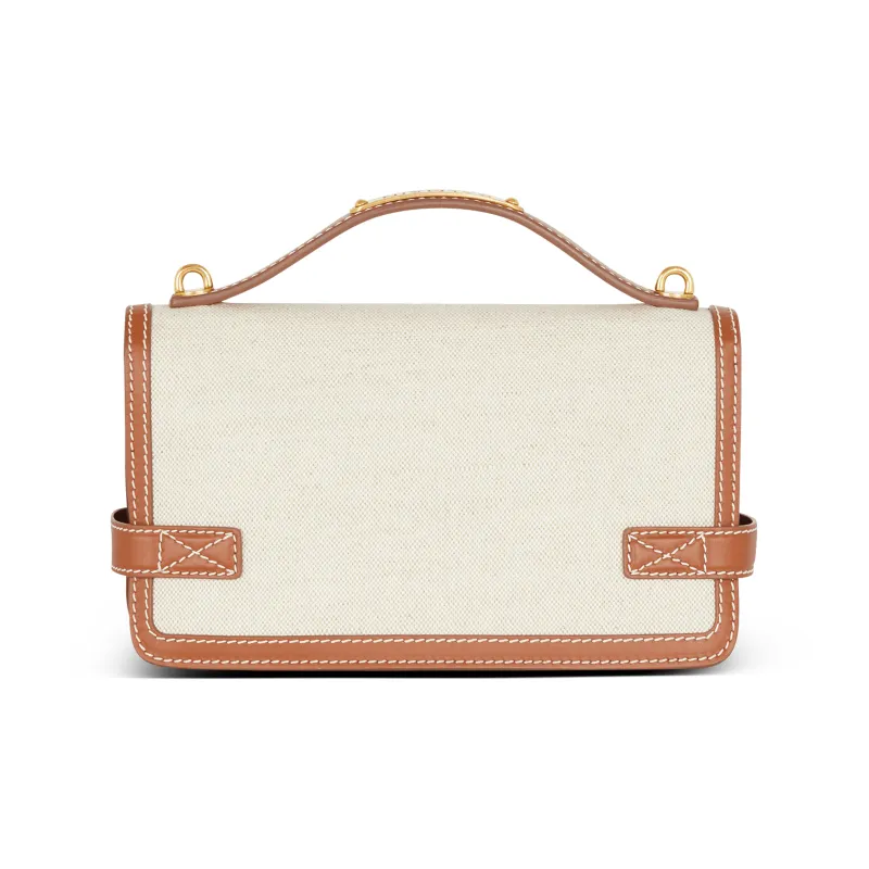 BALMAIN B BUZZ Canvas With Calfskin Crossbody One Shoulder Handbags Regular Women's Brown-1