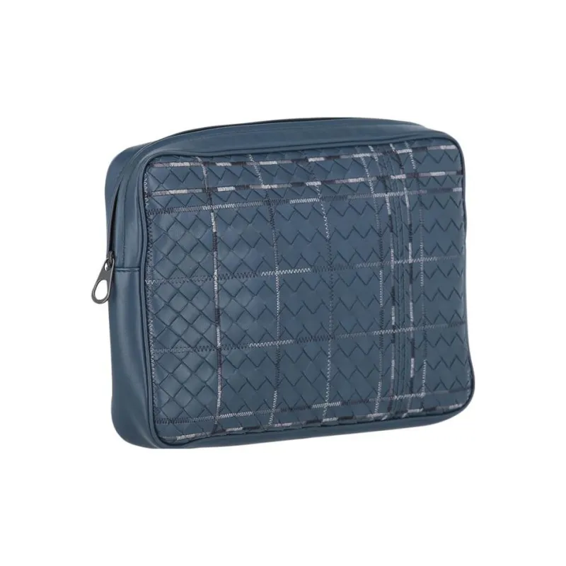 Bottega Veneta Metropolis Leather Wash Bag Blue-1