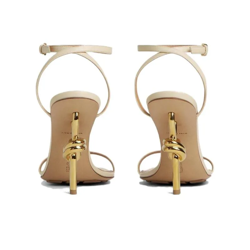 Bottega Veneta Knot One Strap Sandals 9cm Women's White-4