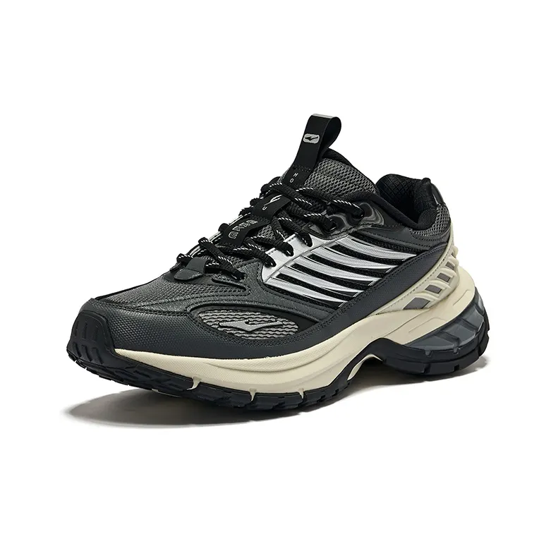 Erke Hongyu Cushioning Wear-Resistant Low-Top Running Shoes Men's Carbon Gray With Black Accents-2