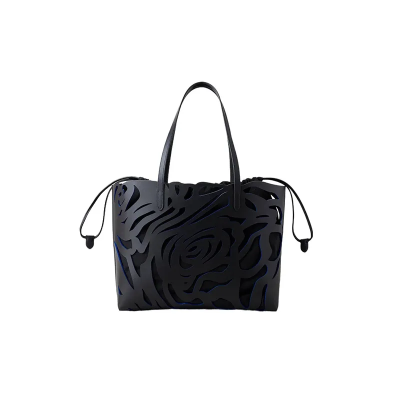 Mulberry Bayswater Leather Tote Bag Shopping Bag Handbag Women's Black/Blue-2