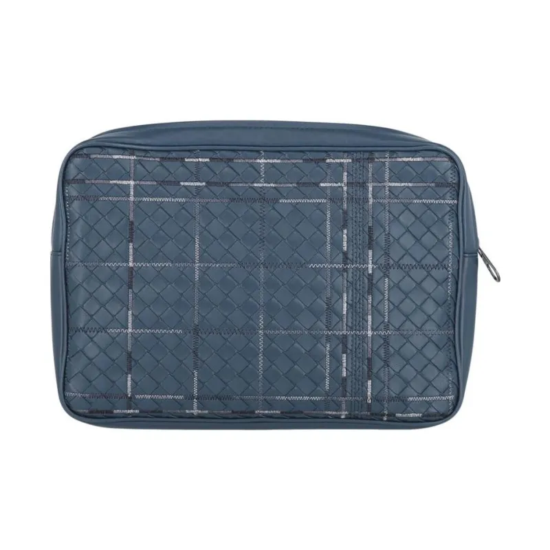 Bottega Veneta Metropolis Leather Wash Bag Blue-2