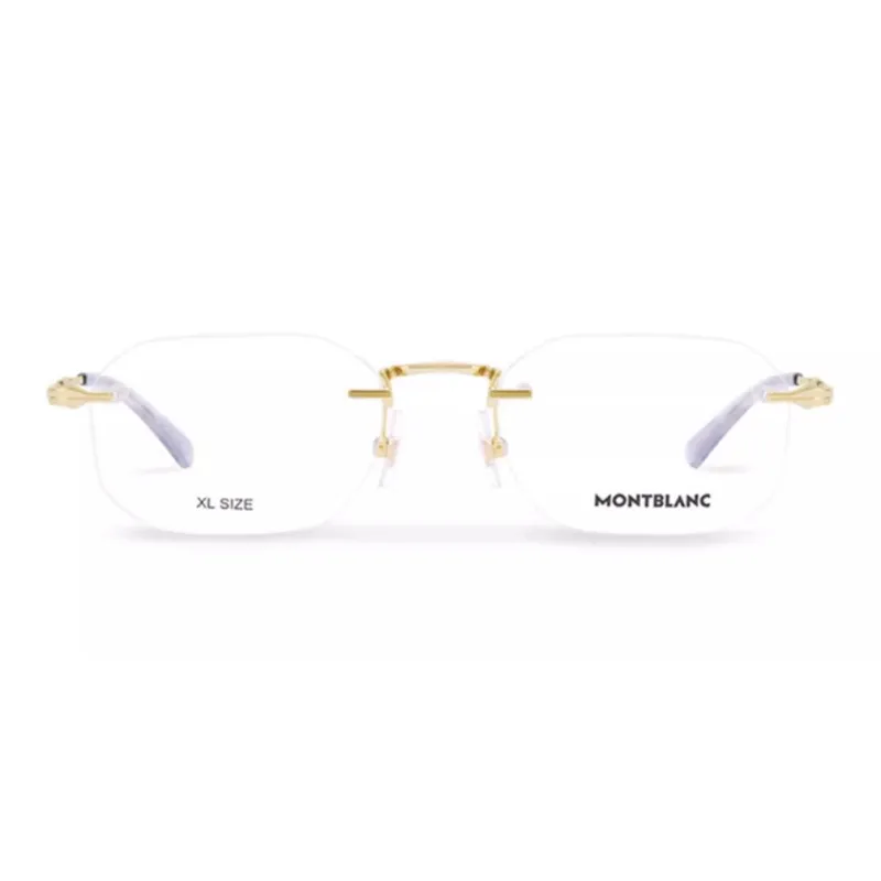 MONTBLANC Metal Rectangular Eyeglass Frames Men's Gold-1