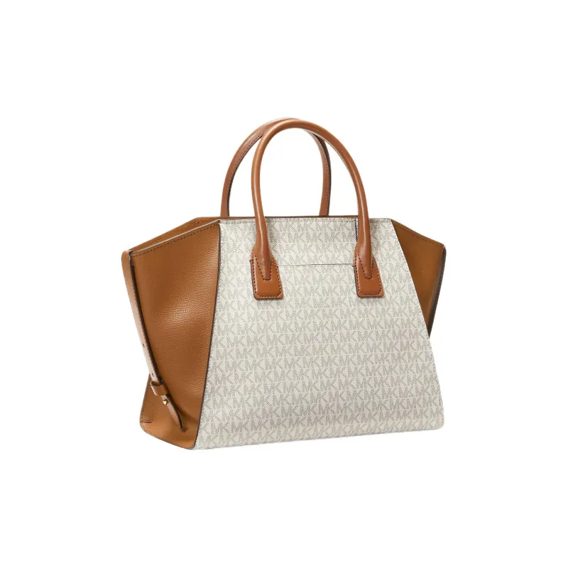 MICHAEL KORS Avril Coated Canvas Shoulder Bag, Crossbody Bag, Handbag Large Size Women's Vanilla-1