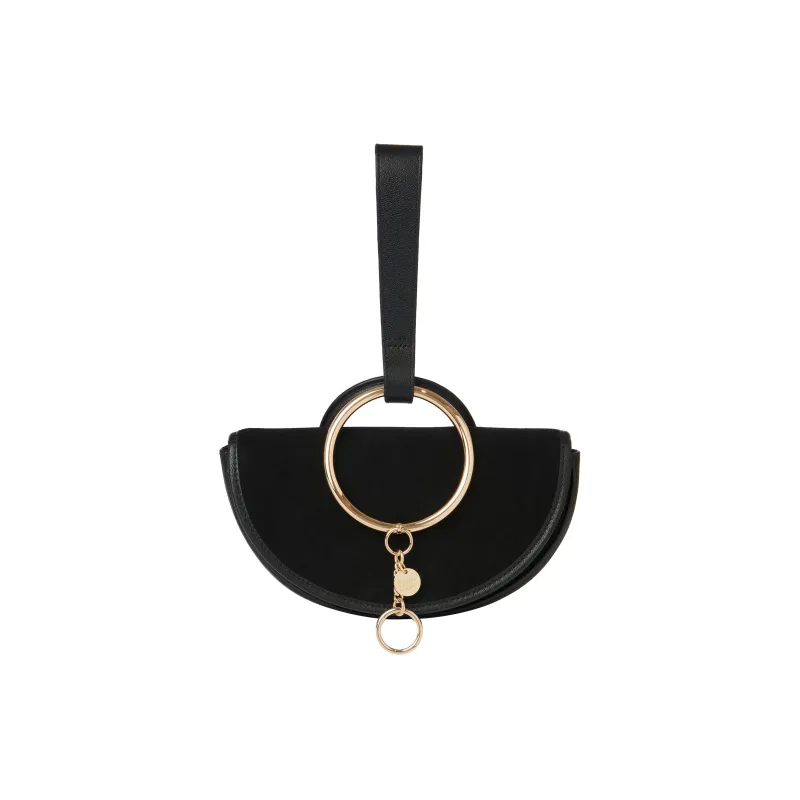See By Chloe Suede With Fine Grain Cow Leather Crescent Bag Handbag Regular Women's Black-0