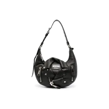 MOSCHINO Sheepskin Hobo Bag Portable Crossbody Bag Shoulder Bag Women's Black