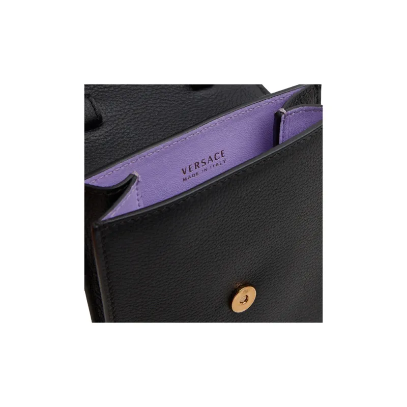 VERSACE La Medusa Leather Portable One Shoulder Crossbody Cell Phone Pouch Regular Women's Black-7