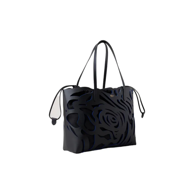 Mulberry Bayswater Leather Tote Bag Shopping Bag Handbag Women's Black/Blue-1
