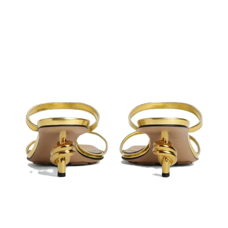Bottega Veneta Knot Quiet Slide Slippers Women's Gold-3
