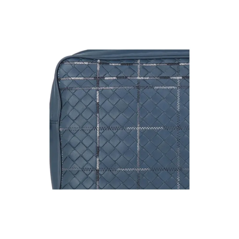 Bottega Veneta Metropolis Leather Wash Bag Blue-3