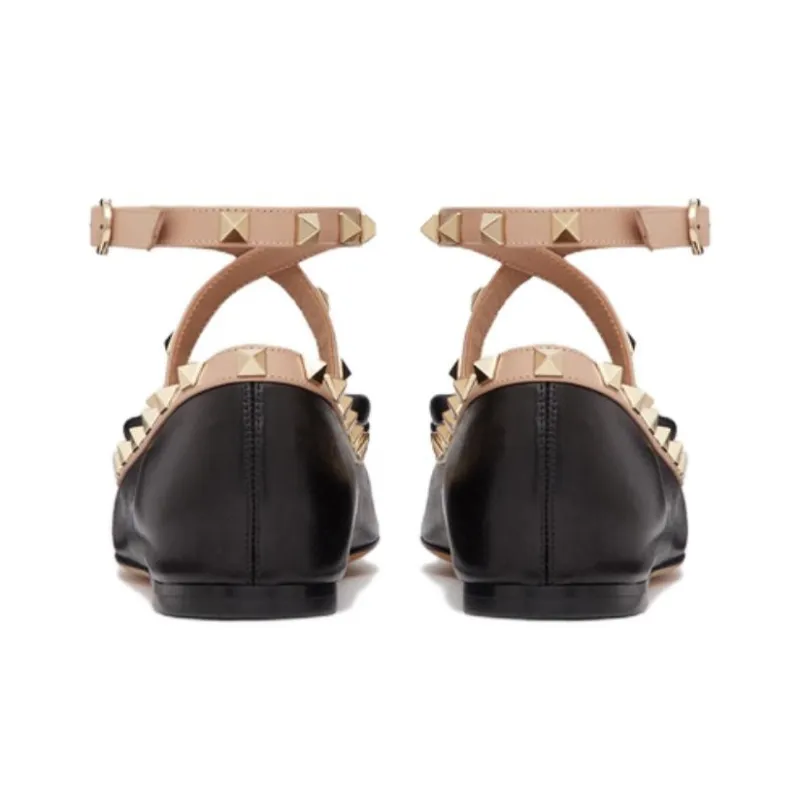 Valentino Garavani Rockstud Leather Ballerina Shoes-2
