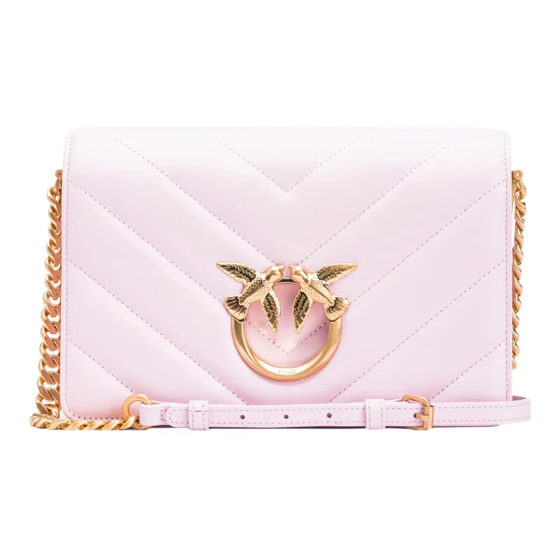 PINKO Love Bag Goatskin Patchwork With Cow Leather Crossbody Bag Shoulder Bag Women's Holiday Floral Filigree Gold-0