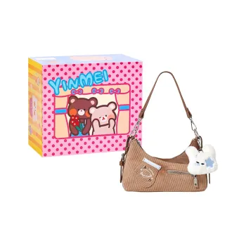Sound For Life Fabric With Synthetic Leather Shoulder Bag Crossbody Bag Small Size Women's Denim Blue/Brown