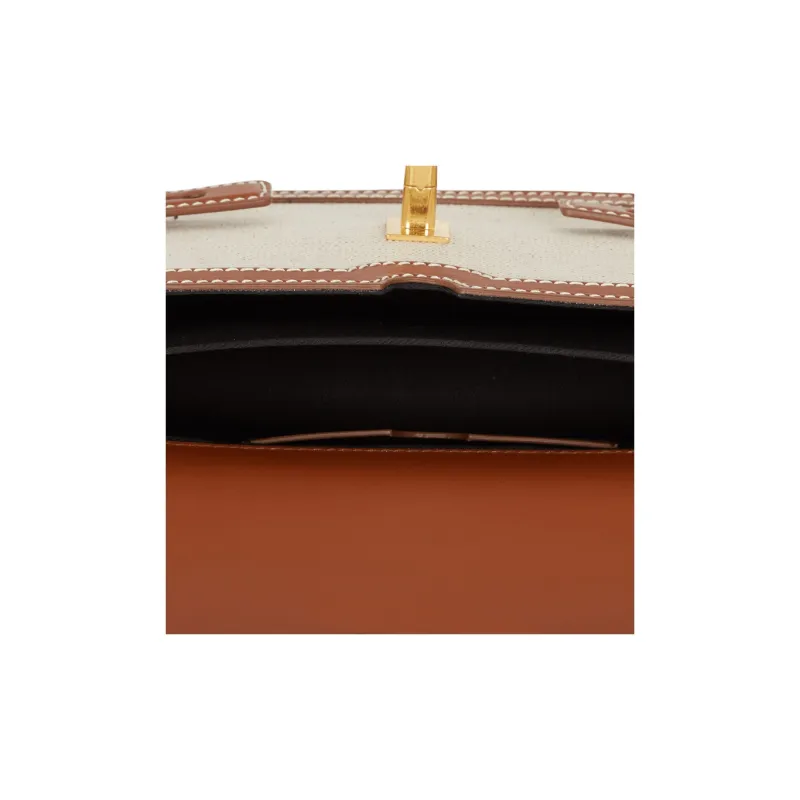 BALMAIN B BUZZ Canvas With Calfskin Crossbody One Shoulder Handbags Regular Women's Brown-4