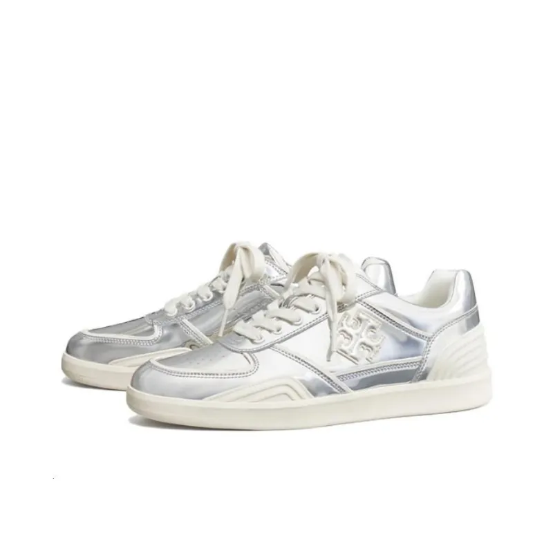TORY BURCH Low Top Skateboard Shoes Women's Silver-2