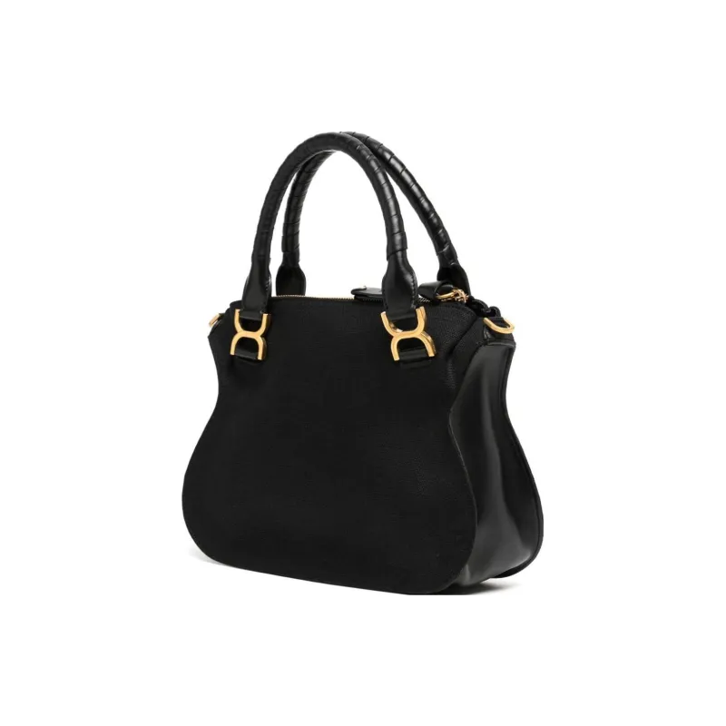 Chloe Marcie Fabric Shoulder Bag Crossbody Bag Handbag Medium Size Women's Raven-1