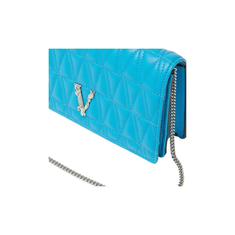 VERSACE Virtus Lambskin Evening Party Bag One Shoulder Crossbody Clutch Regular Women's Turquoise-3