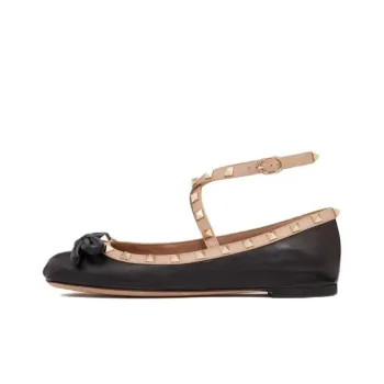 Valentino Garavani Rockstud Leather Ballerina Shoes