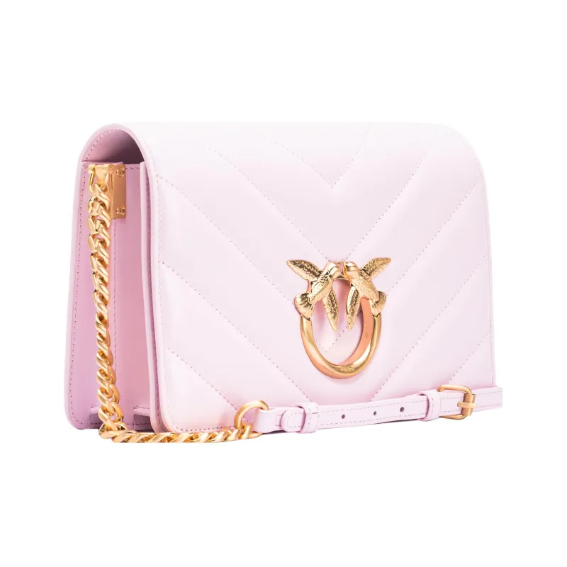 PINKO Love Bag Goatskin Patchwork With Cow Leather Crossbody Bag Shoulder Bag Women's Holiday Floral Filigree Gold-1