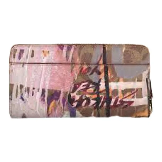 COACH Mint+Serf Collaboration Accordion Zip Canvas With Leather Card Holder Wallet Small Size Women's Brown-4