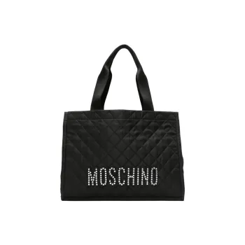 MOSCHINO Fabric Tote Bag Shopping Bag Handbag Regular Women's Black