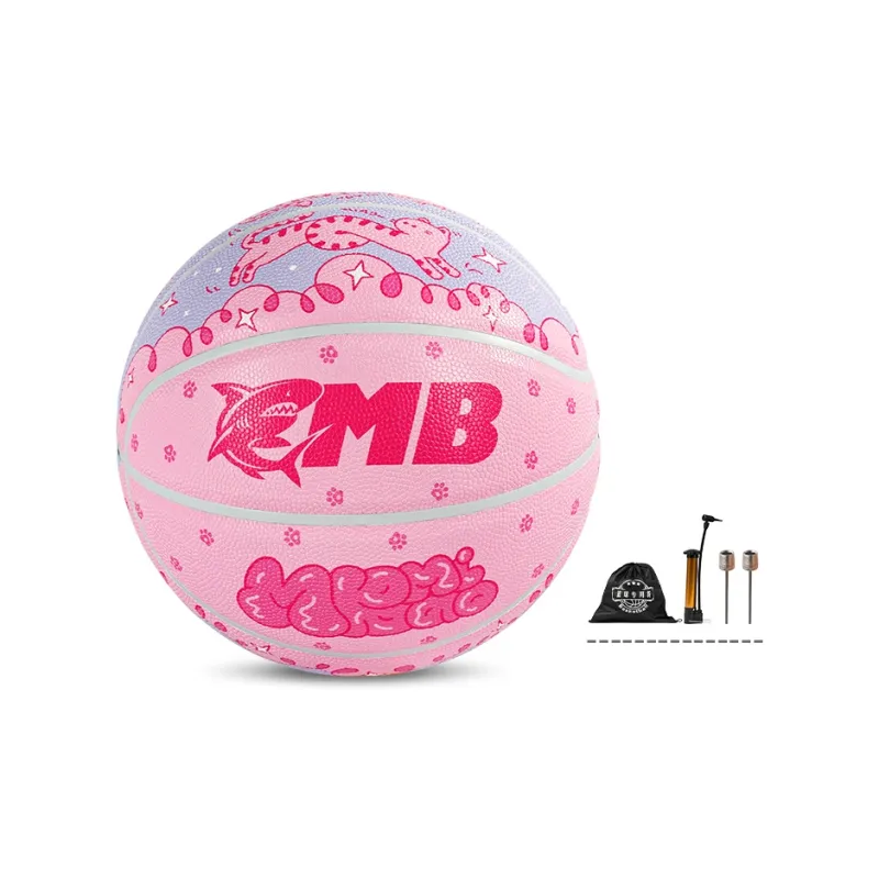 FITLOOK Size 7 Ball Indoor And Outdoor All Street Training Competition Basketball PU Pink Cat Nebula-0