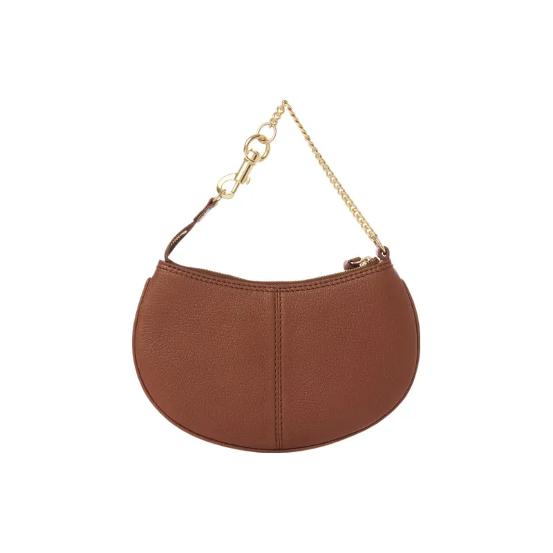 See By Chloe Hana Grain Goatskin Clutch Handbag Women's Caramel-1