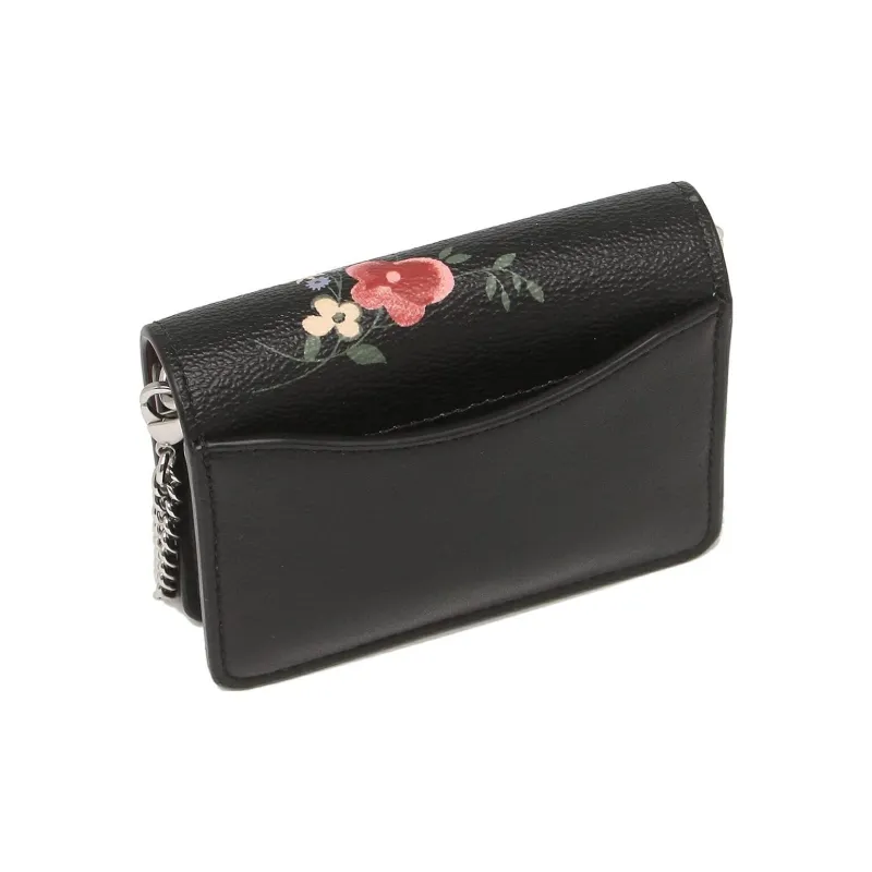 COACH Leather Clutch Wallet Shoulder Bag Crossbody Bag Mini Women's Black-3