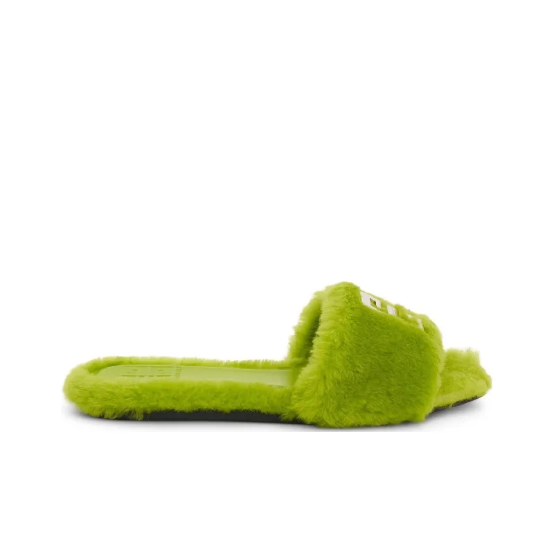 Givenchy Flat Mule '4G - Citrus Green Shearling'-1