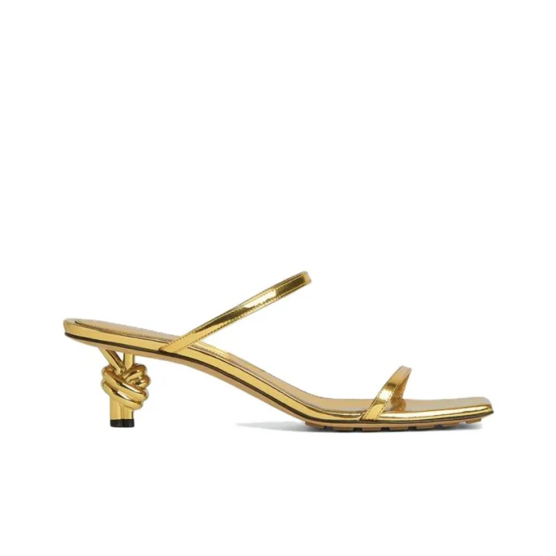 Bottega Veneta Knot Quiet Slide Slippers Women's Gold-1