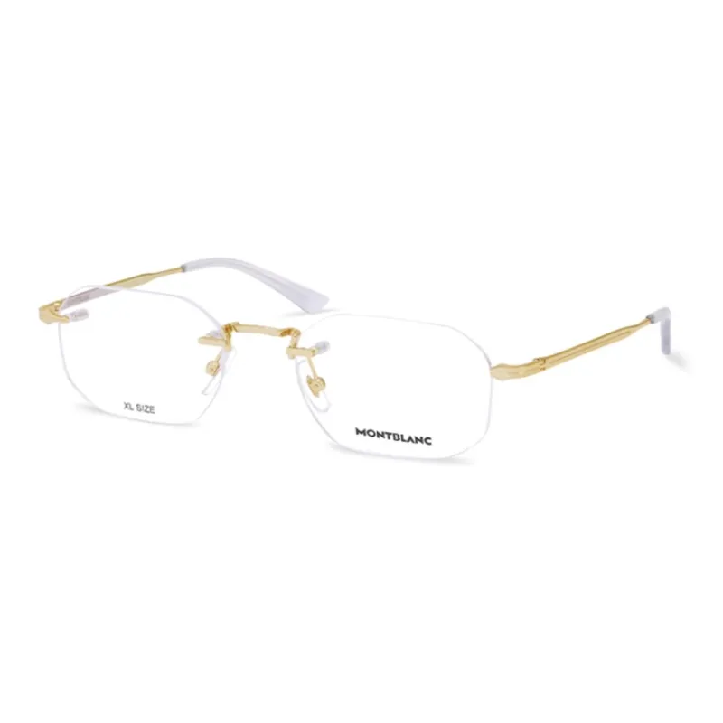 MONTBLANC Metal Rectangular Eyeglass Frames Men's Gold-0