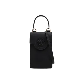 VERSACE La Medusa Leather Portable One Shoulder Crossbody Cell Phone Pouch Regular Women's Black