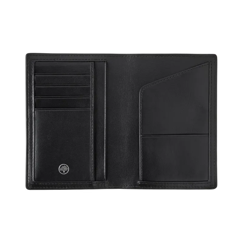 Mulberry Grained Soft Cow Leather Passport Holder Small Size Men's Black-1