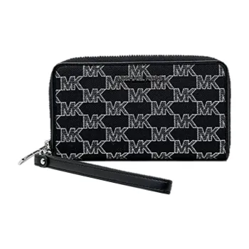 MICHAEL KORS Jet Set Travel Jacquard With Leather Wallet Large Size Women's Black